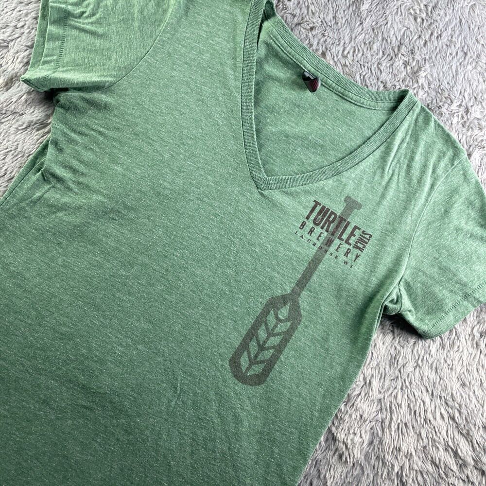 Turtle Stack Brewery Shirt Womens XXL Green Brown Craft Beer La Crosse Wis